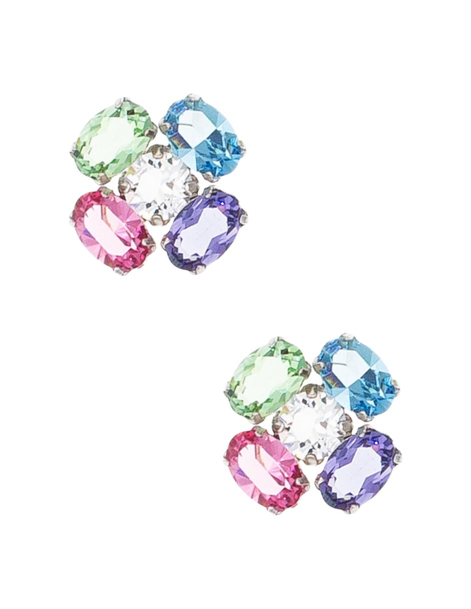 Aretes de flor de plata P 925 con acabado brillante cristal 1