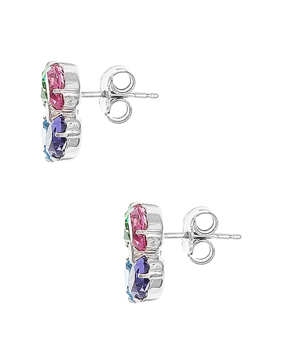 Aretes de flor de plata P 925 con acabado brillante cristal 2