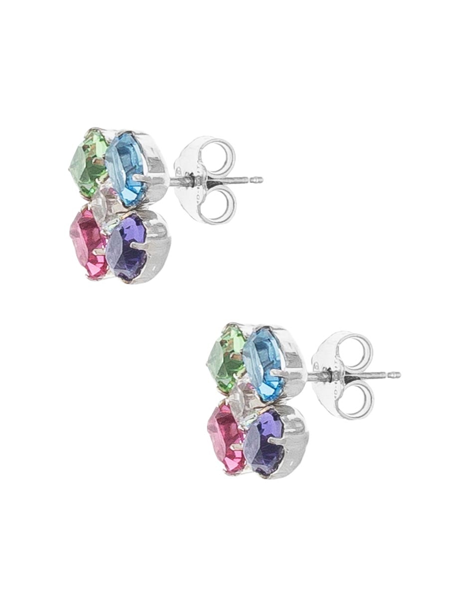 Aretes de flor de plata P 925 con acabado brillante cristal 3