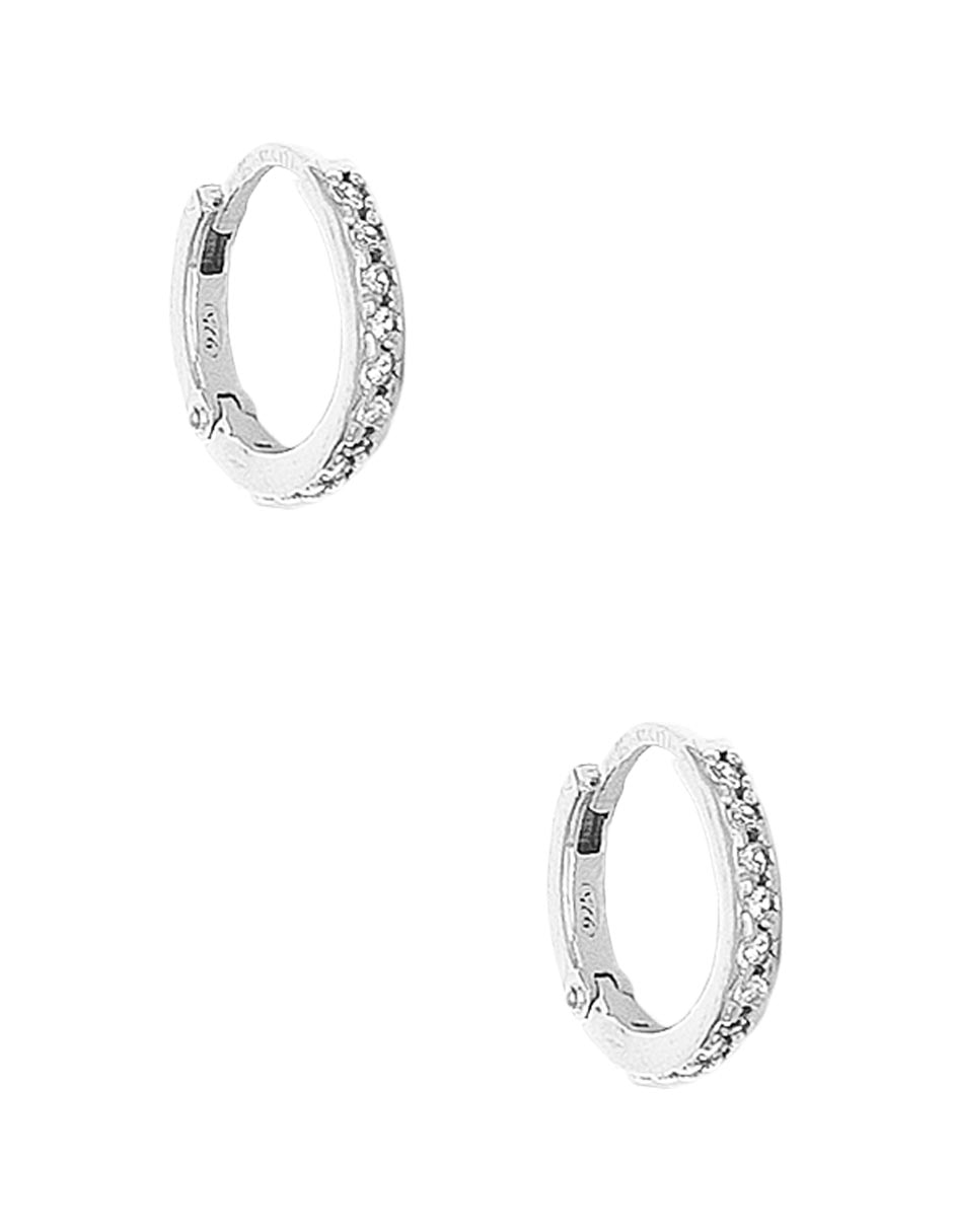 Aretes de círculo de plata P 925 con acabado brillante circonita 3