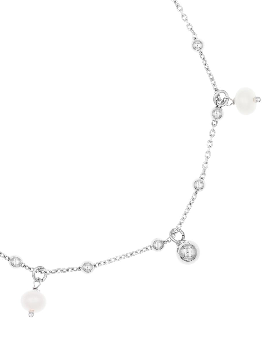 Pulsera de plata con perla de agua p 925 con acabado baño rodio 2