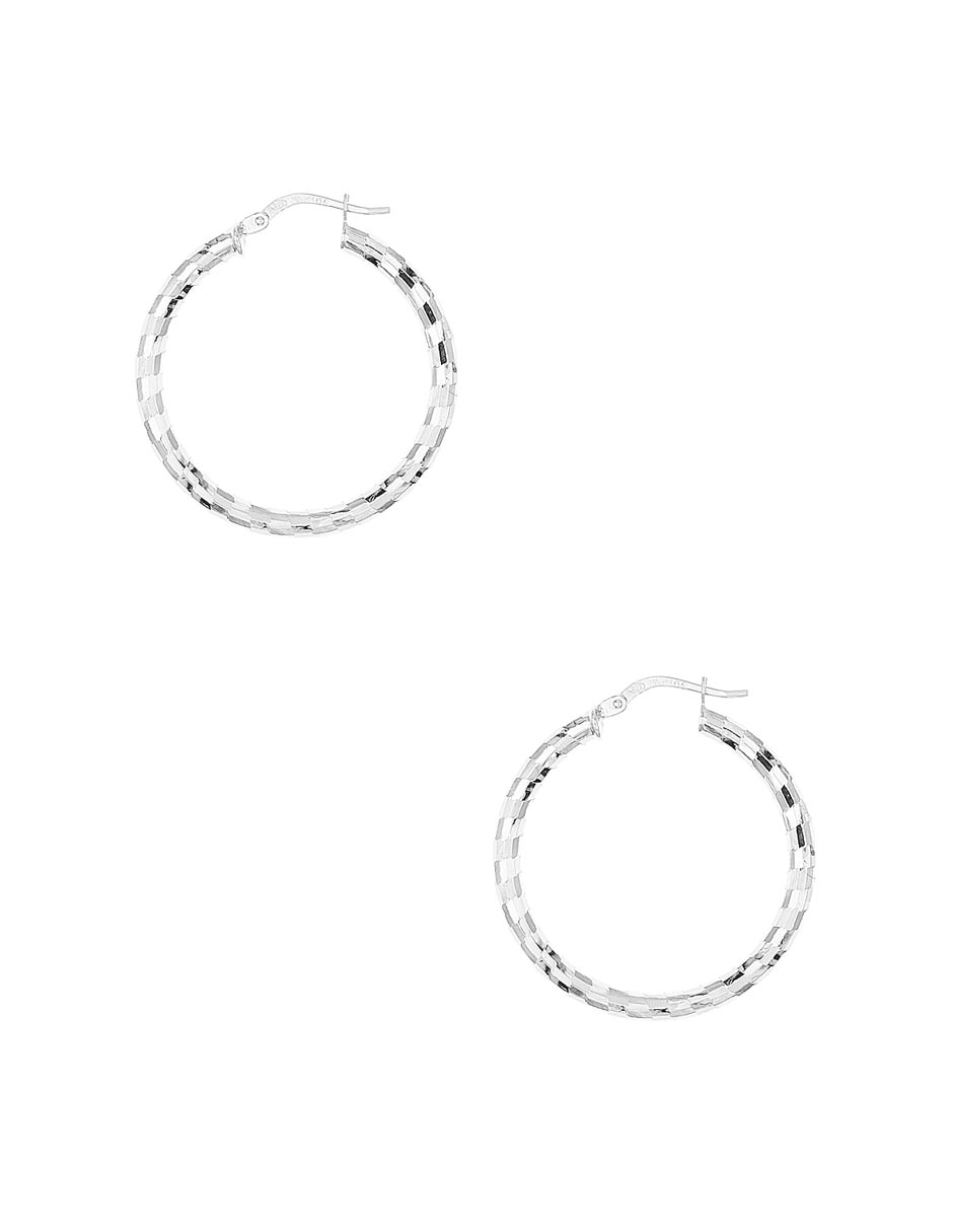 Aretes de aro ciruculares de plata P 925 con acabado brillante 1
