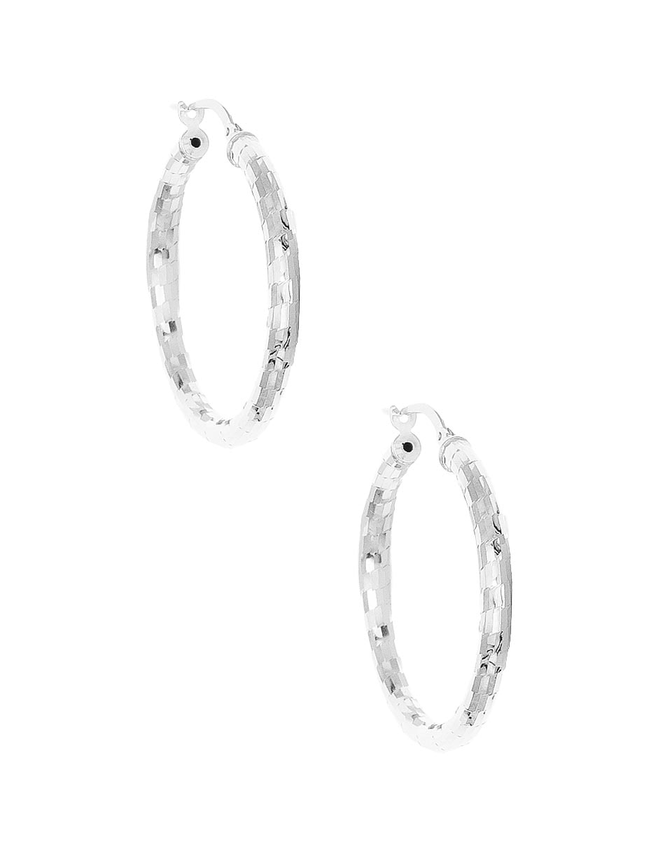 Aretes de aro ciruculares de plata P 925 con acabado brillante 3