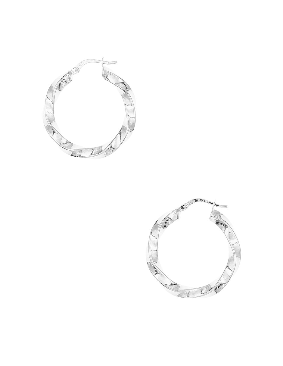 Aretes de plata P 925 con acabado baño rodio 1