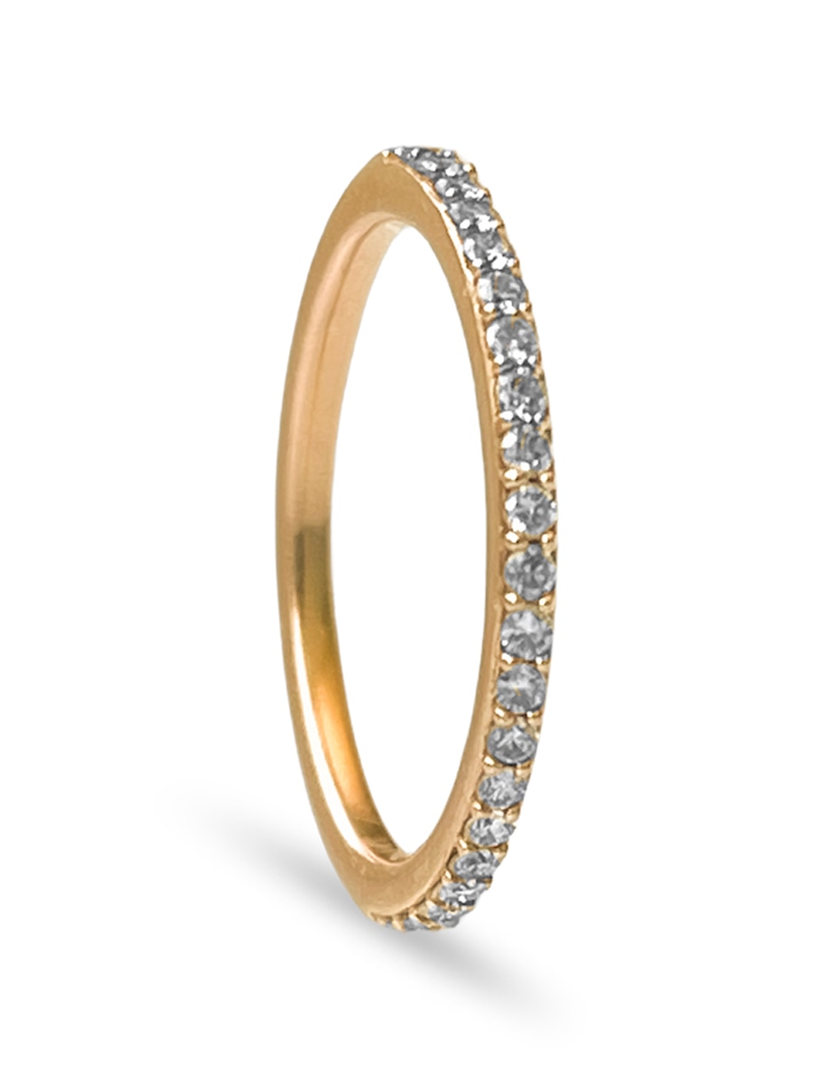 Anillo circular 14 k de oro amarillo diamante pavé 2