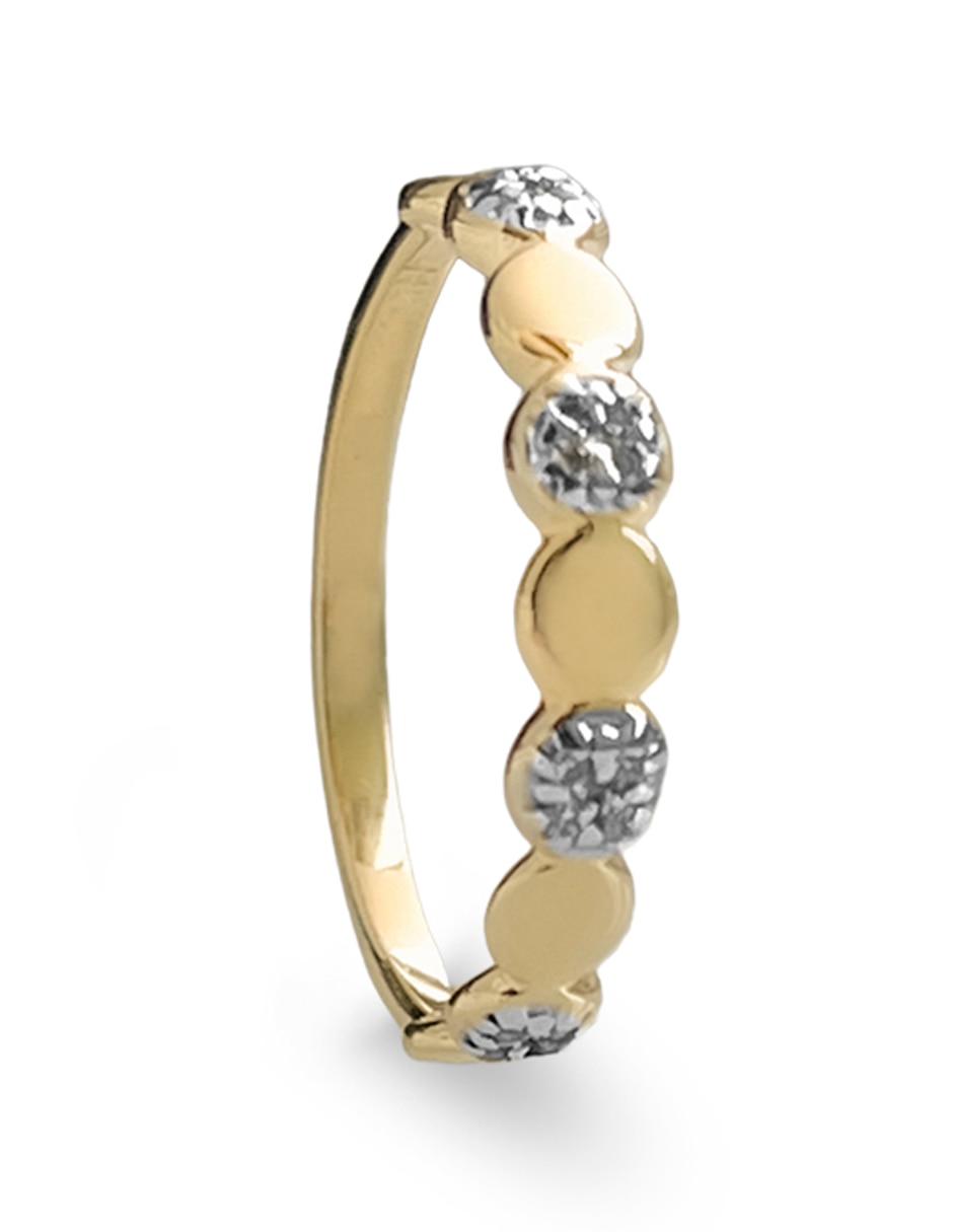 Anillo redondo 14 k de oro amarillo pulido 2