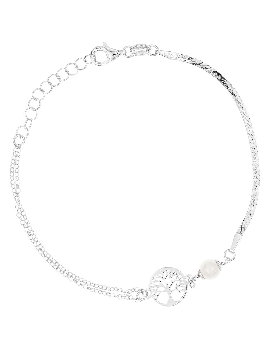 Pulsera de plata con perla de agua p 925 con acabado baño rodio 1