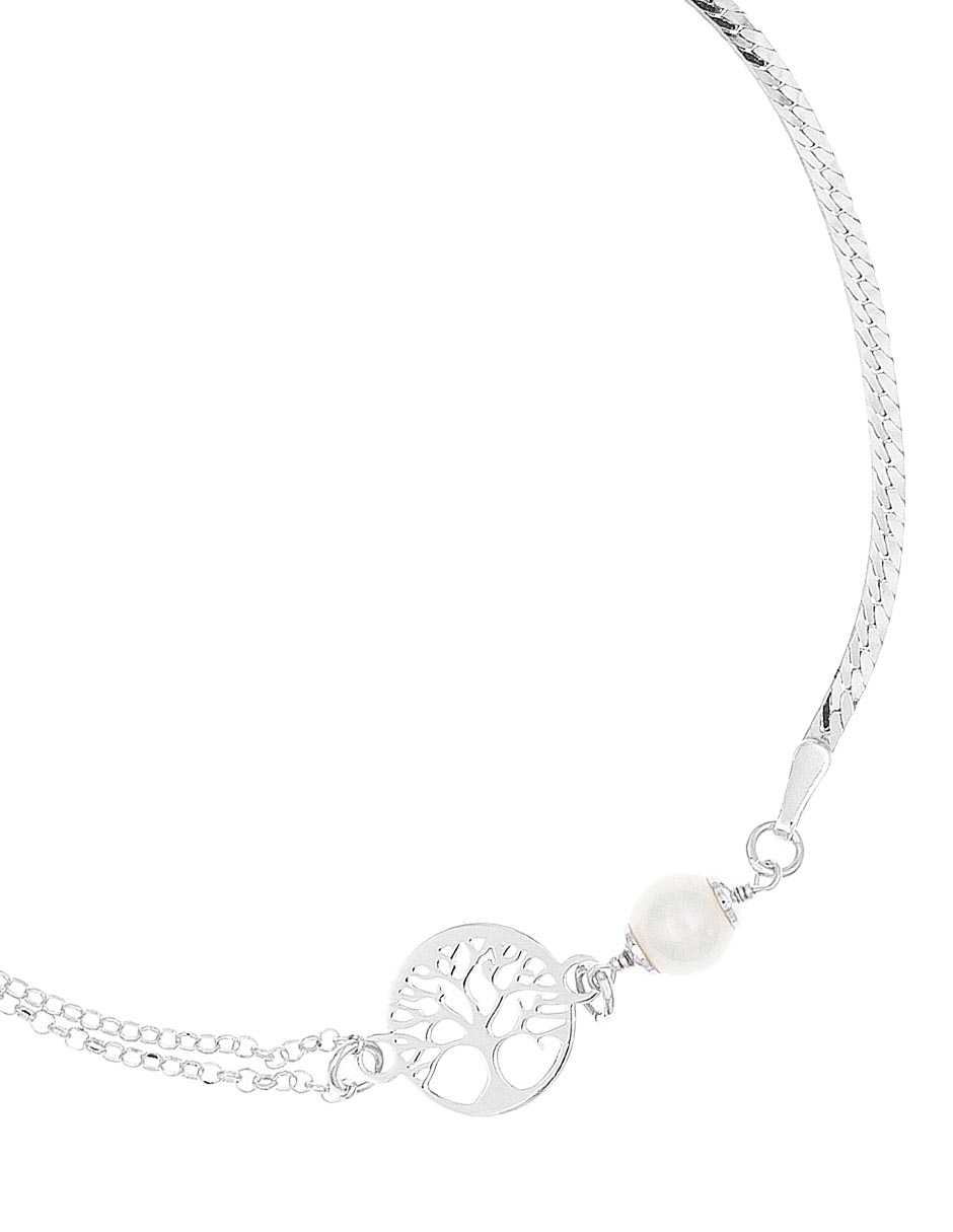 Pulsera de plata con perla de agua p 925 con acabado baño rodio 2