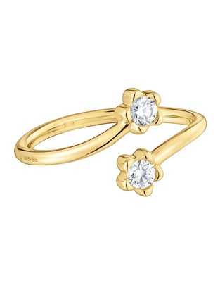 Anillo de flor 14 k de oro diamante brillante