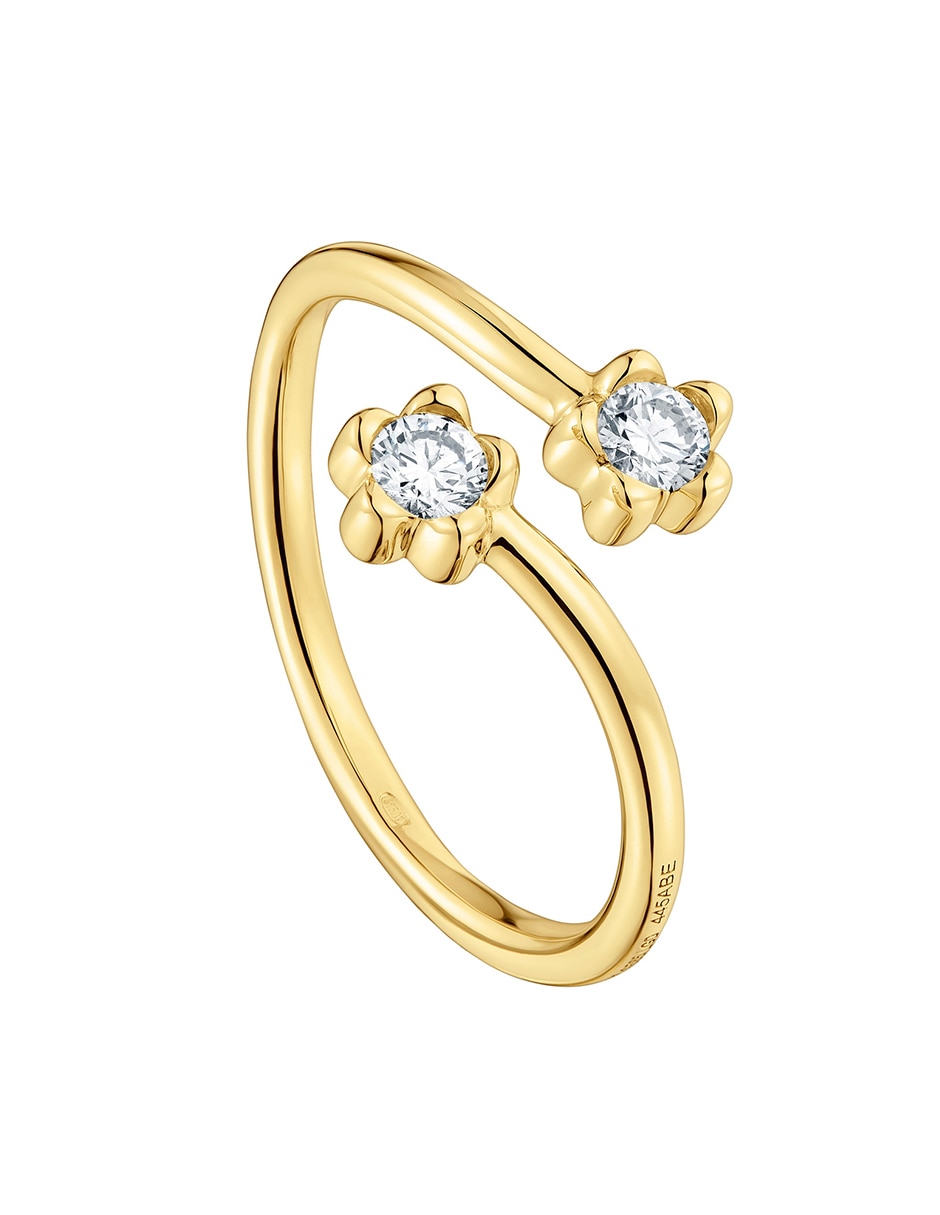 Anillo de flor 14 k de oro diamante brillante 5