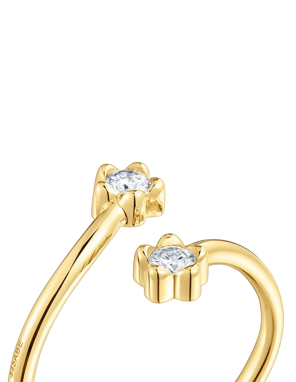 Anillo de flor 14 k de oro diamante brillante