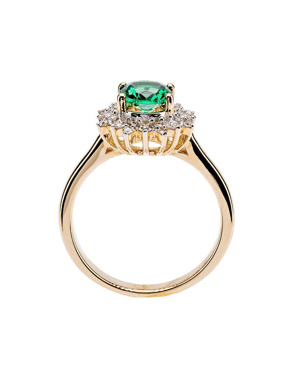 Anillo redondo 14 k de oro esmeralda troquelado 4