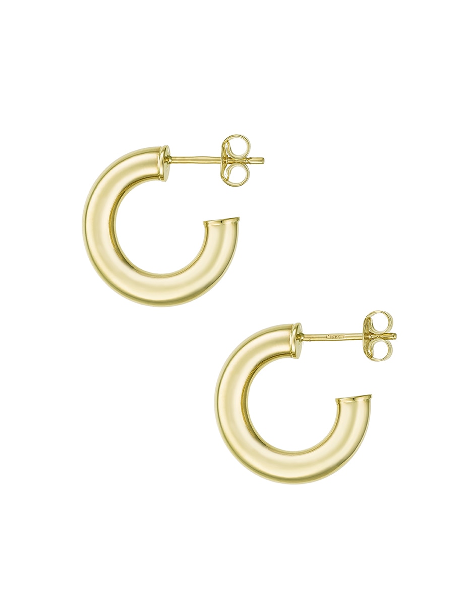 Aretes largos redondos Riccardo Orsato de oro 14 K con acabado brillante