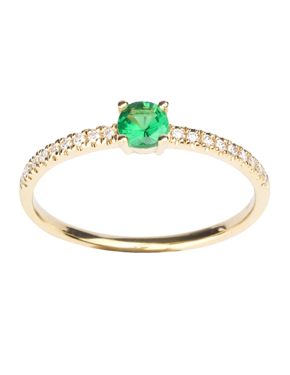 Anillo tsavorita con acabado baño de oro 14 k