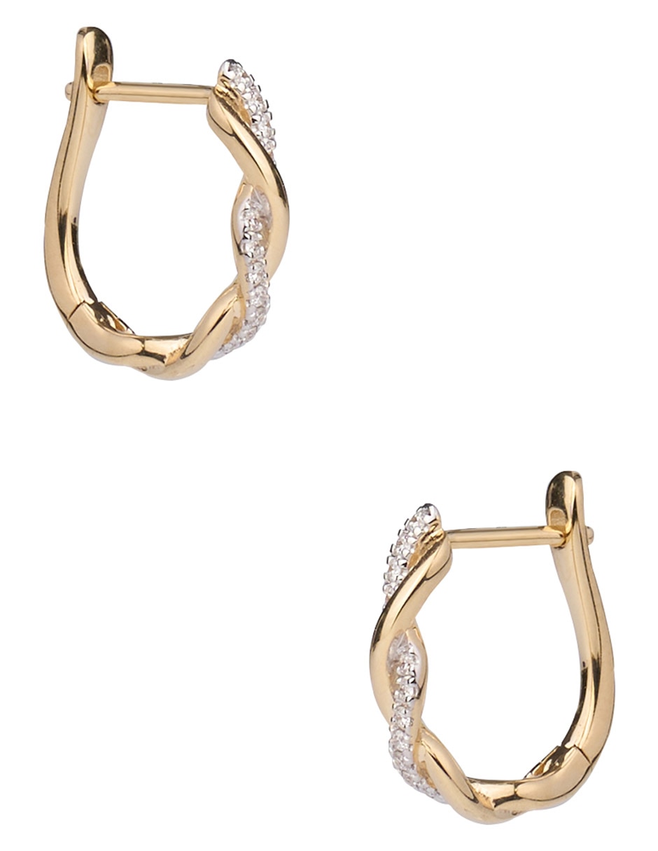 Aretes Riccardo Orsato de oro 14 K con acabado baño de oro zirconia