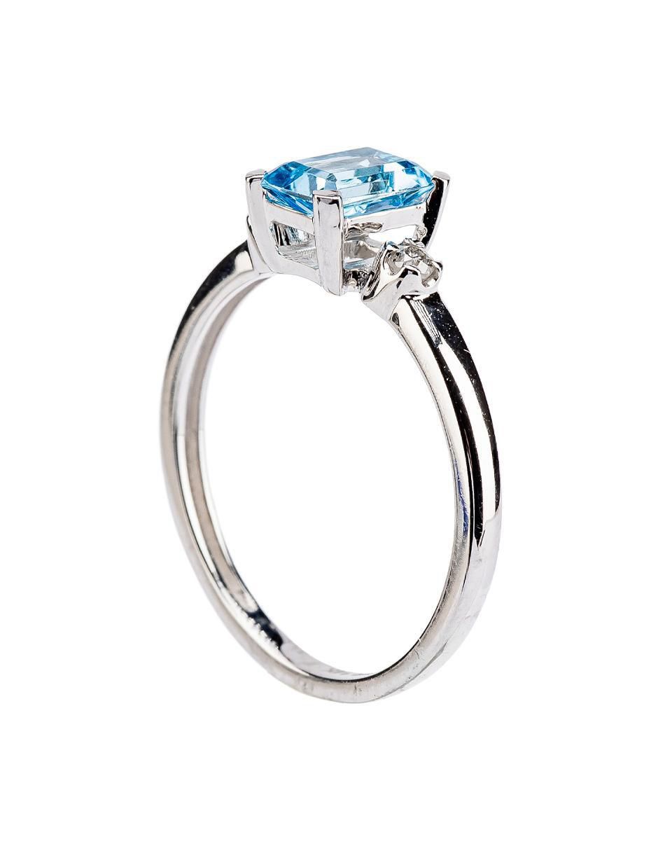 Anillo redondo 14 k de oro topacio y diamante troquelado 4