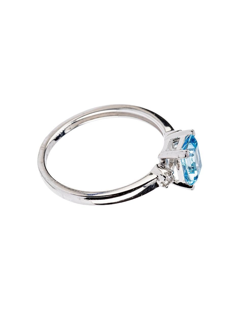 Anillo redondo 14 k de oro topacio y diamante troquelado 2