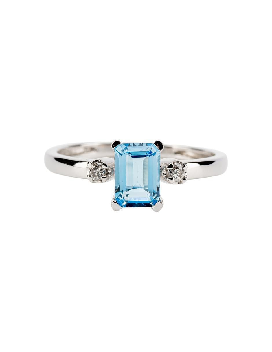 Anillo redondo 14 k de oro topacio y diamante troquelado Anillo redondo 14 k de oro topacio y diamante troquelado