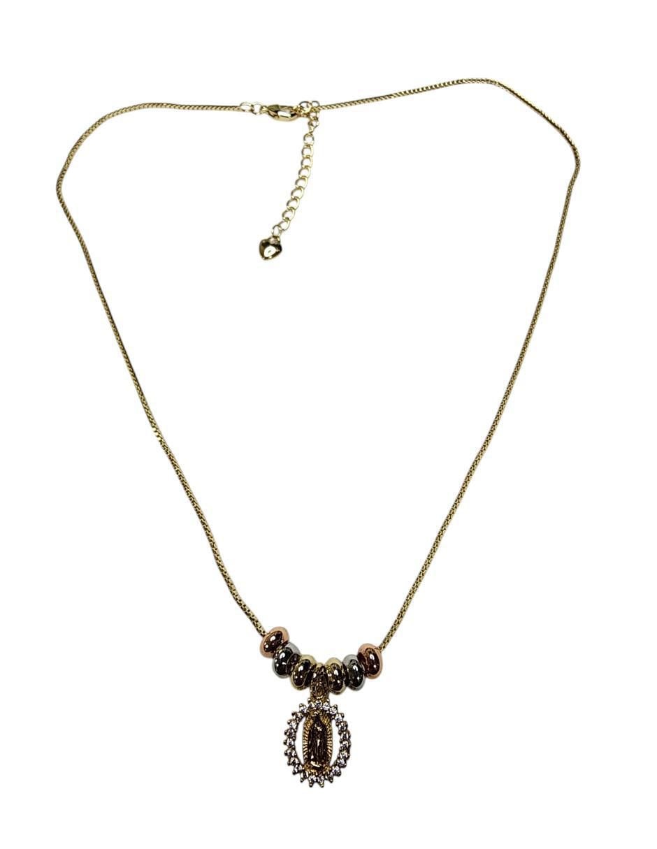 Collar con dije Virgen de Guadalupe de virgen Religioso de oro laminado 14 K 2