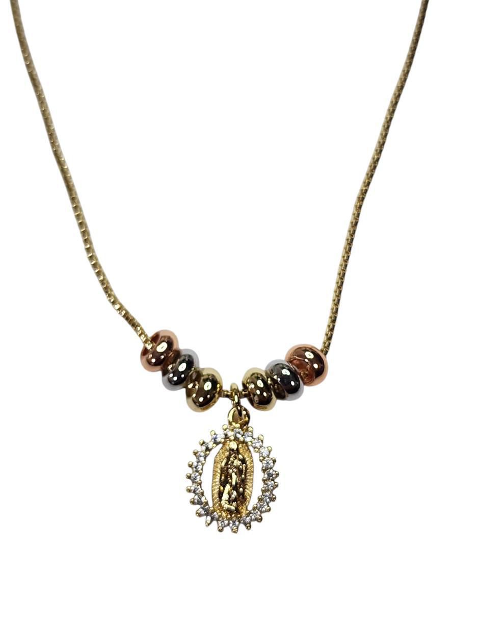 Collar con dije Virgen de Guadalupe de virgen Religioso de oro laminado 14 K 3