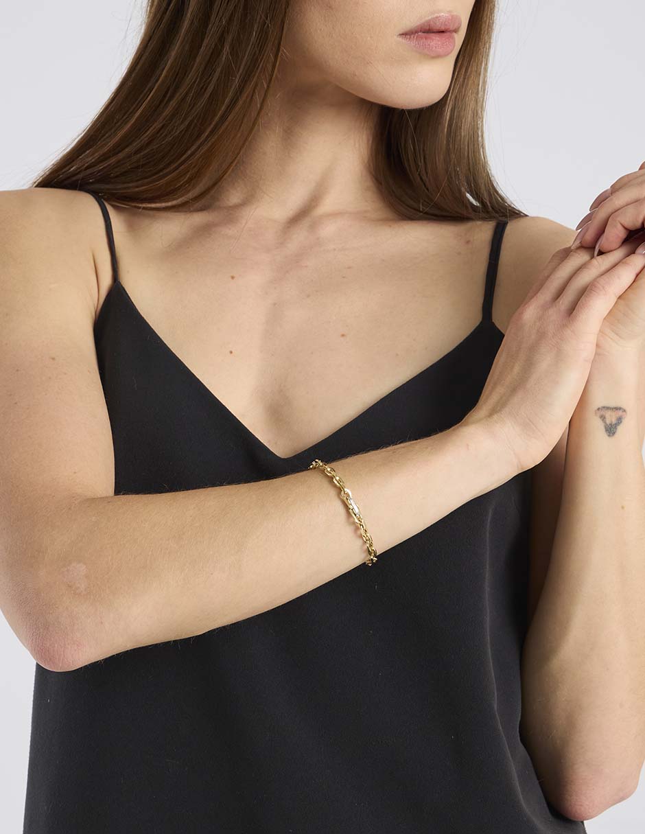 Pulsera de oro 14 K acabado baño de oro 3