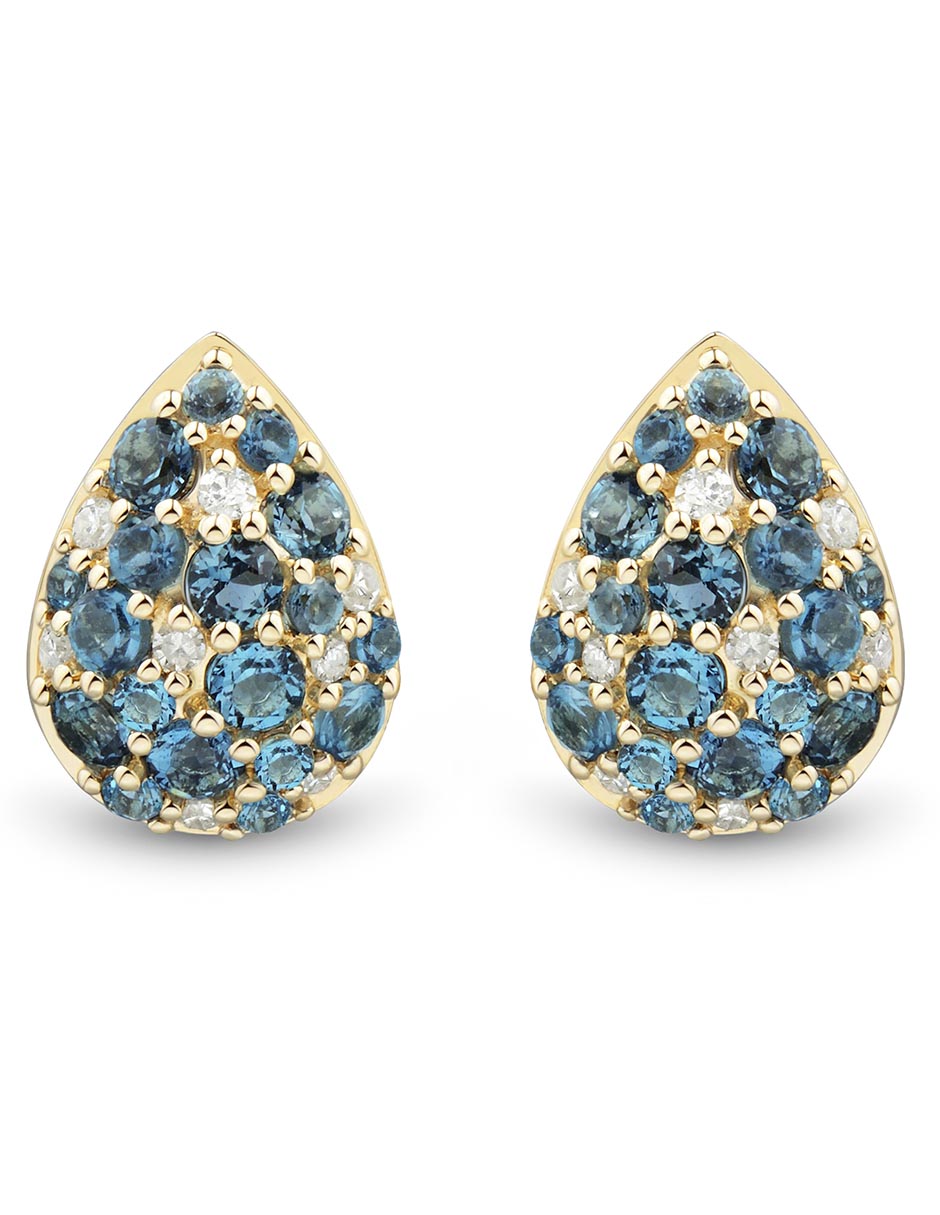 Aretes de gota Richline Group de oro 14 K con acabado pavé topacio azul de londres