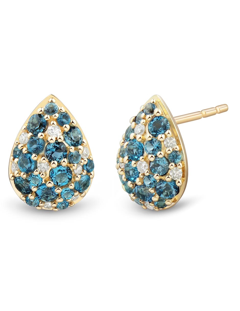 Aretes de gota Richline Group de oro 14 K con acabado pavé topacio azul de londres