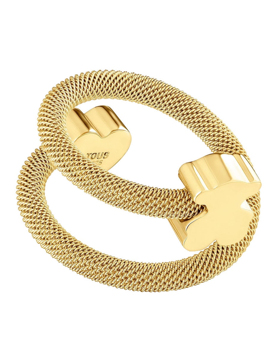 Anillo de oso Icon Mesh Oso de plata P 925 con acabado baño de oro 5