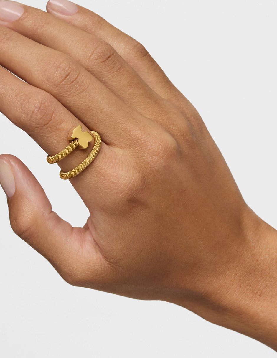 Anillo de oso Icon Mesh Oso de plata P 925 con acabado baño de oro 6
