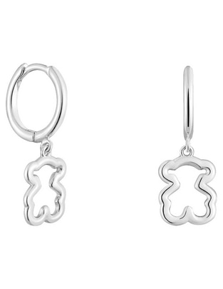 Aretes de aro oso de plata P 925 con acabado brillante