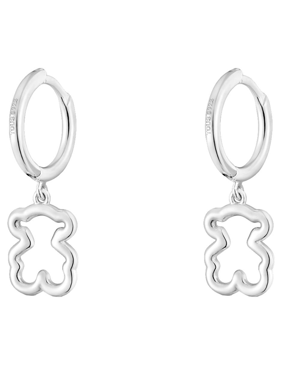 Aretes de aro oso de plata P 925 con acabado brillante 3