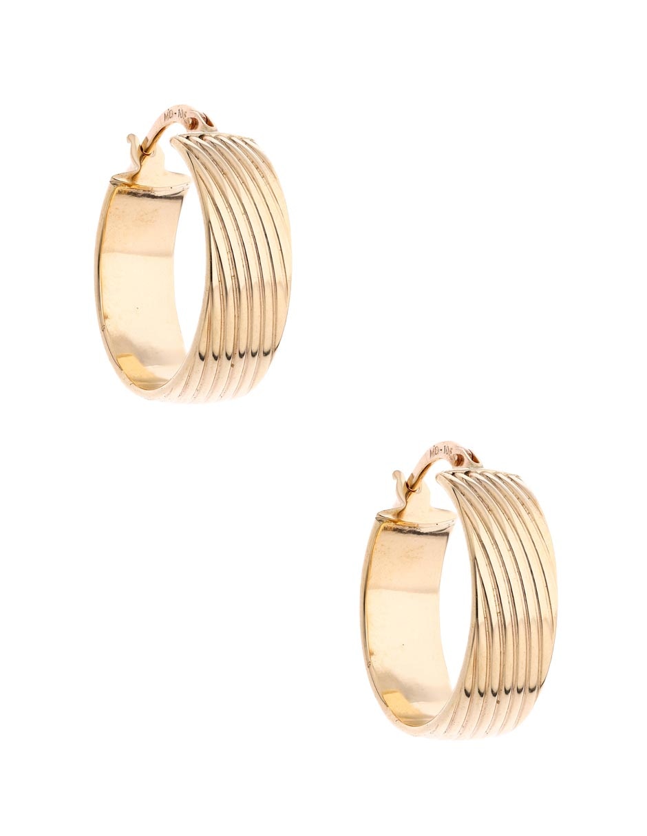 Arracadas Del Pia de oro amarillo 14 K con acabado liso