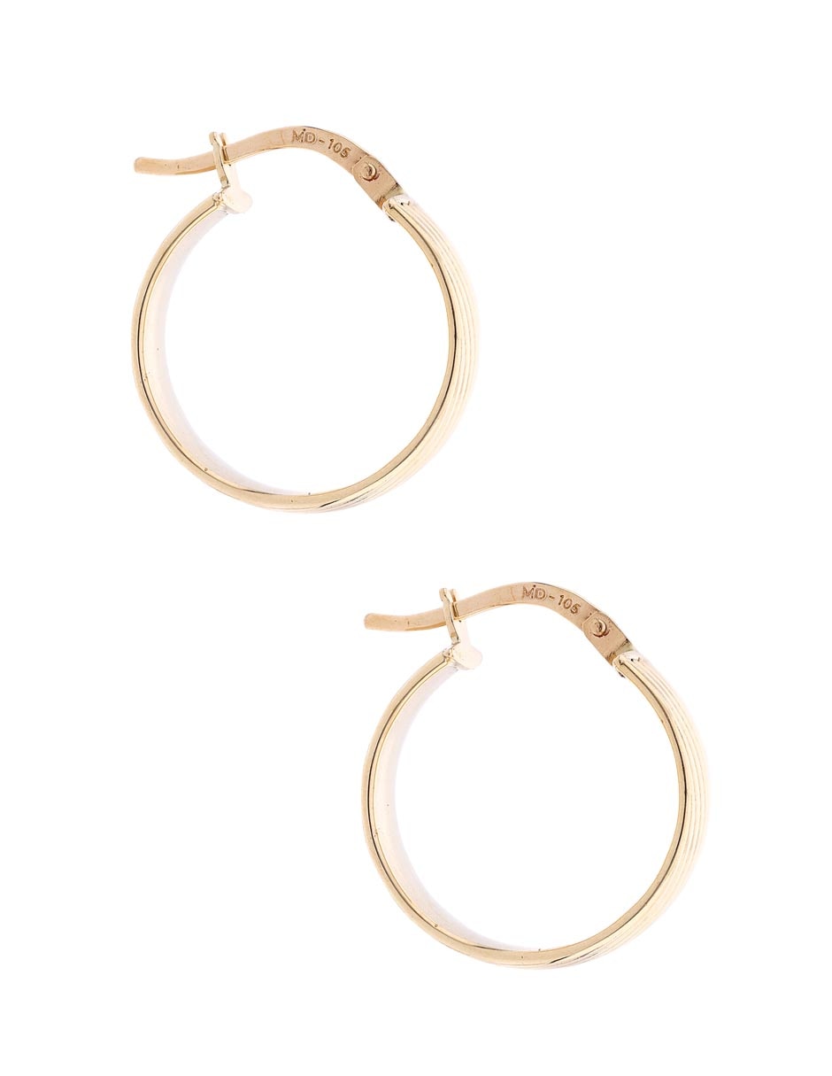 Arracadas Del Pia de oro amarillo 14 K con acabado liso
