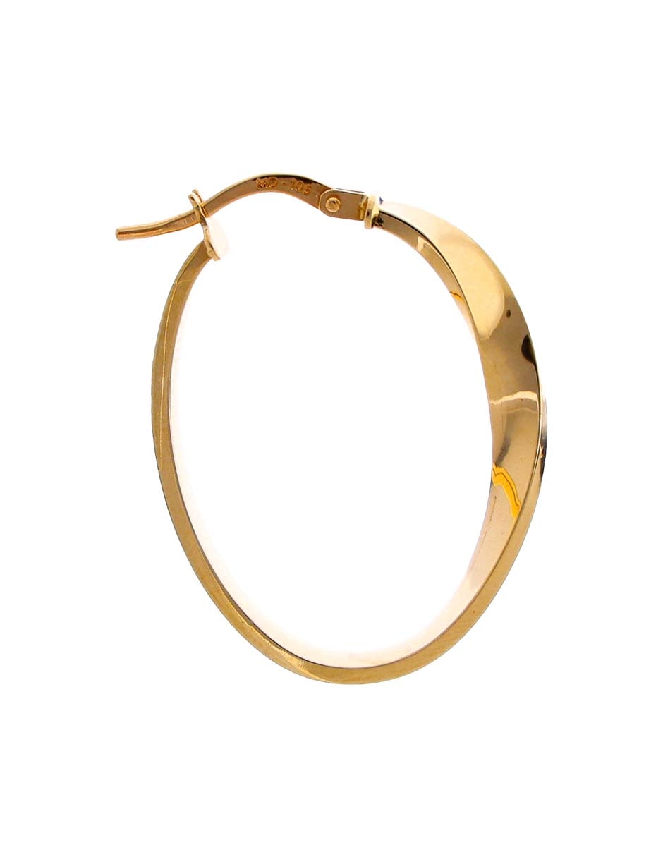 Arracadas de óvalo de oro amarillo 14 K con acabado baño de oro 3