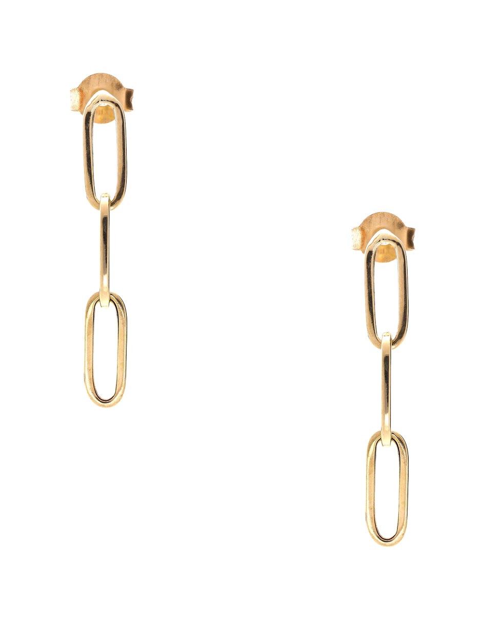 Aretes de óvalo de oro amarillo 14 K con acabado pulido 1