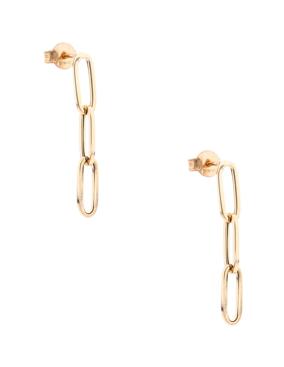 Aretes de óvalo de oro amarillo 14 K con acabado pulido 2
