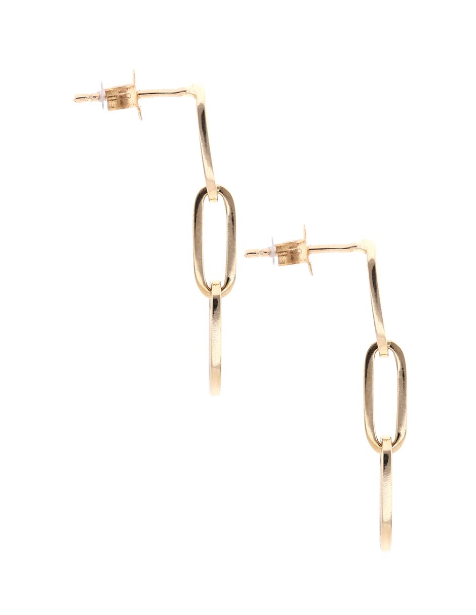 Aretes de óvalo de oro amarillo 14 K con acabado pulido 3