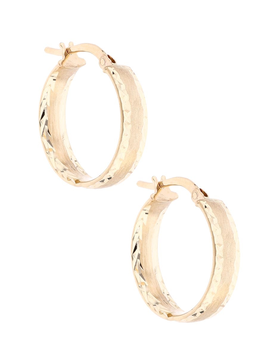 Arracadas Del Pia de oro amarillo 14 K con acabado liso