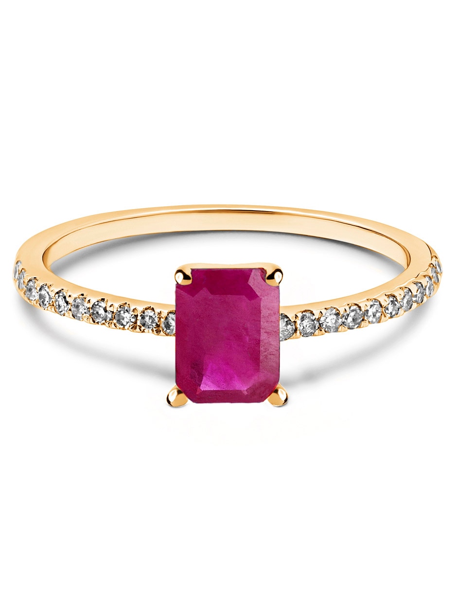 Anillo Jayda 14 k de oro amarillo rubí brillante