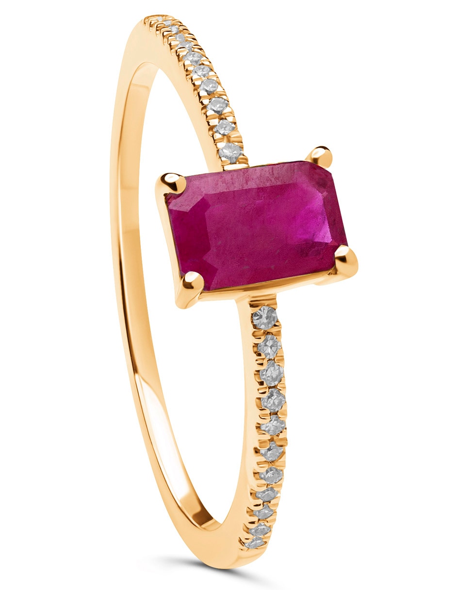 Anillo Jayda 14 k de oro amarillo rubí brillante