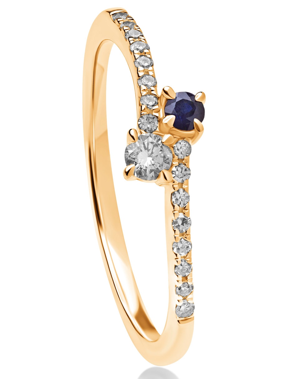 Anillo Jayda 14 k de oro zafiro pavé