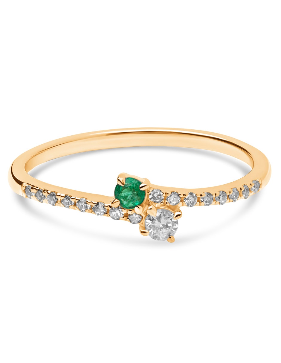 Anillo Jayda 14 k de oro amarillo esmeralda pulido