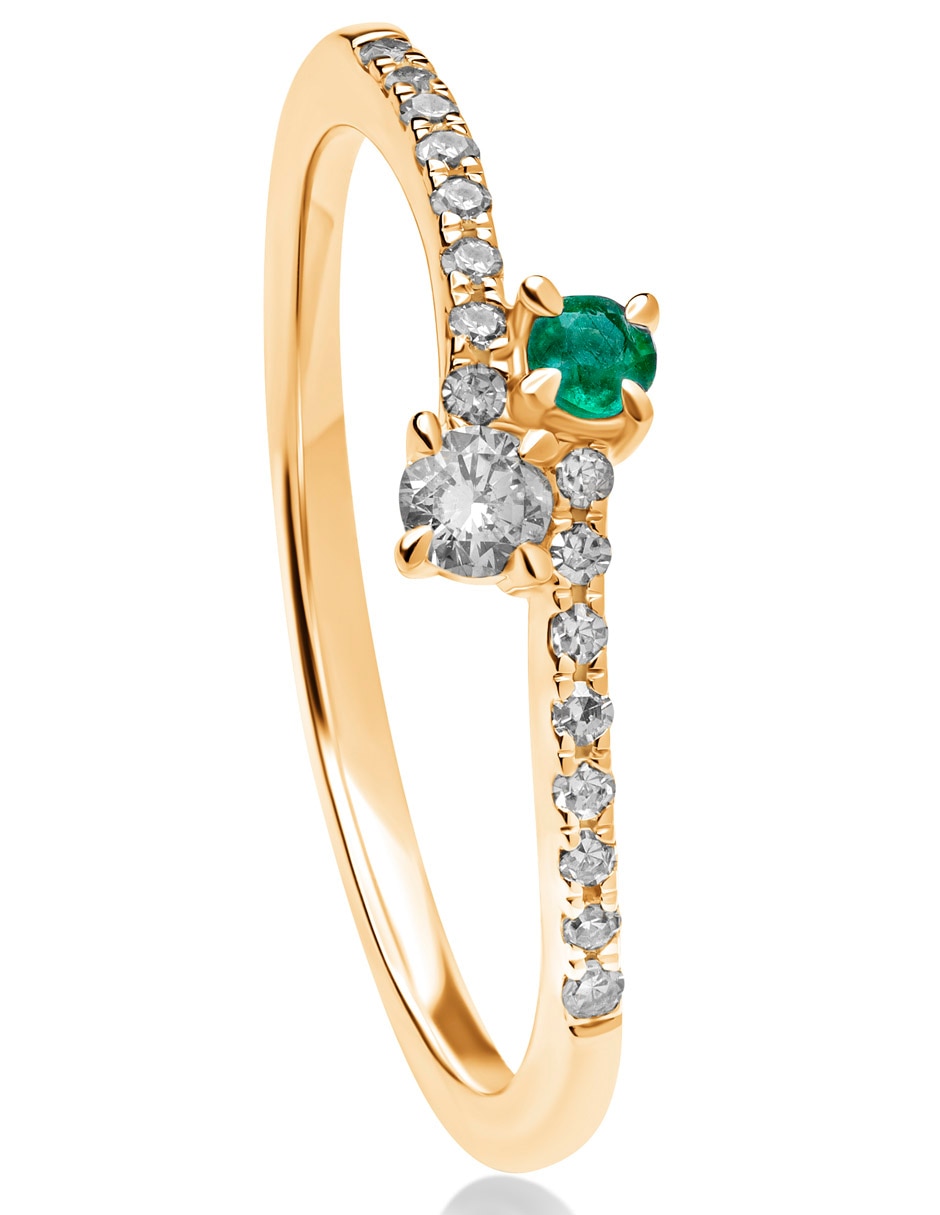 Anillo Jayda 14 k de oro amarillo esmeralda pulido