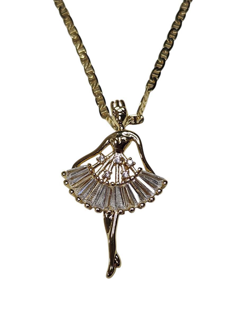 Collar con dije de niña BALLET de oro laminado 14 K Collar con dije de niña BALLET de oro laminado 14 K