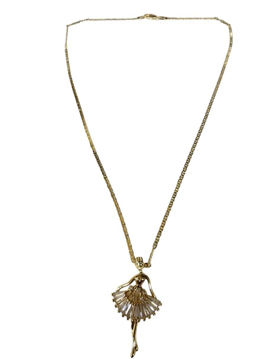 Collar con dije niña Ballet de oro laminado 14 K 2