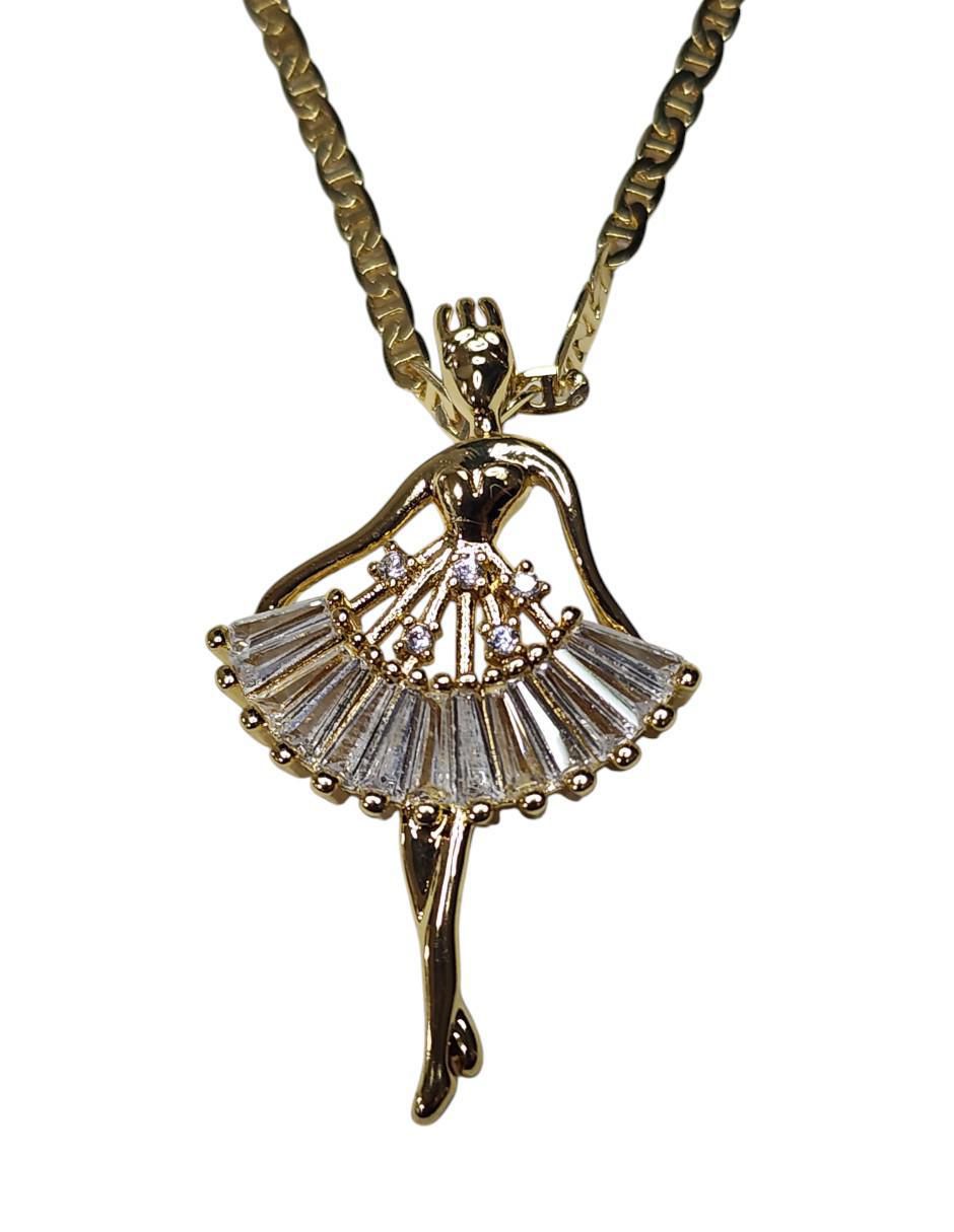 Collar con dije niña Ballet de oro laminado 14 K 5