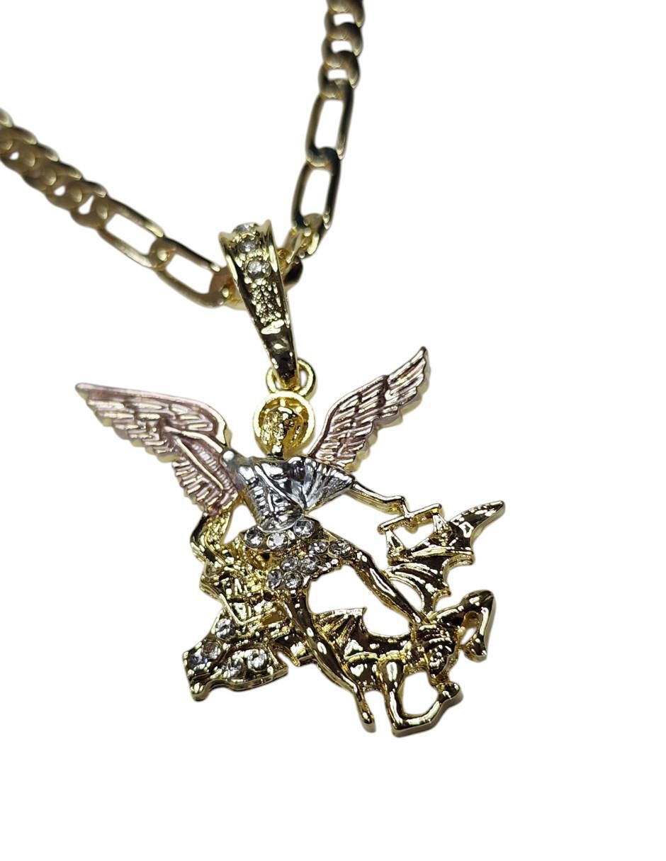 Collar con dije SAN MIGUEL ARCANGEL de oro laminado 14 K 3