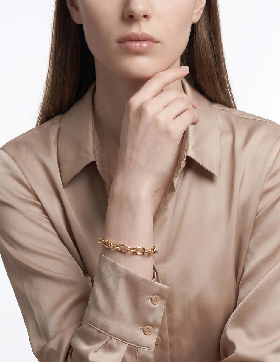 Pulsera de oro amarillo 14 K con acabado brillante 4