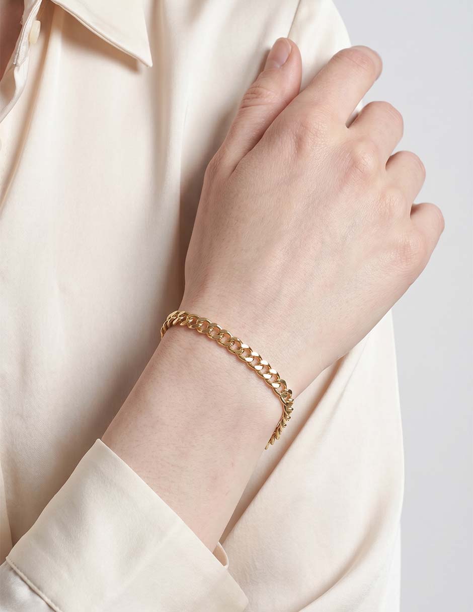 Pulsera de oro amarillo 14 K con acabado brillante 3