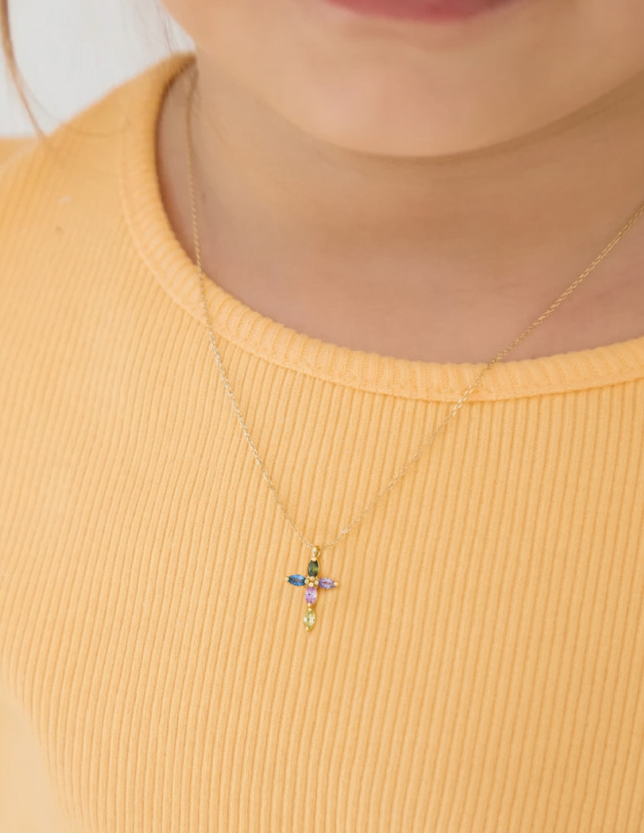 Collar de cruz de oro 14 K
